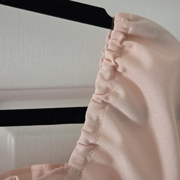 Gorgeous Pink Peached Smocked Shirred Fitted Midi Dress, EC, Size 10 - Picture 6 of 7